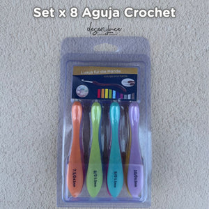 SET x8 AAGUJAS DE CROCHET